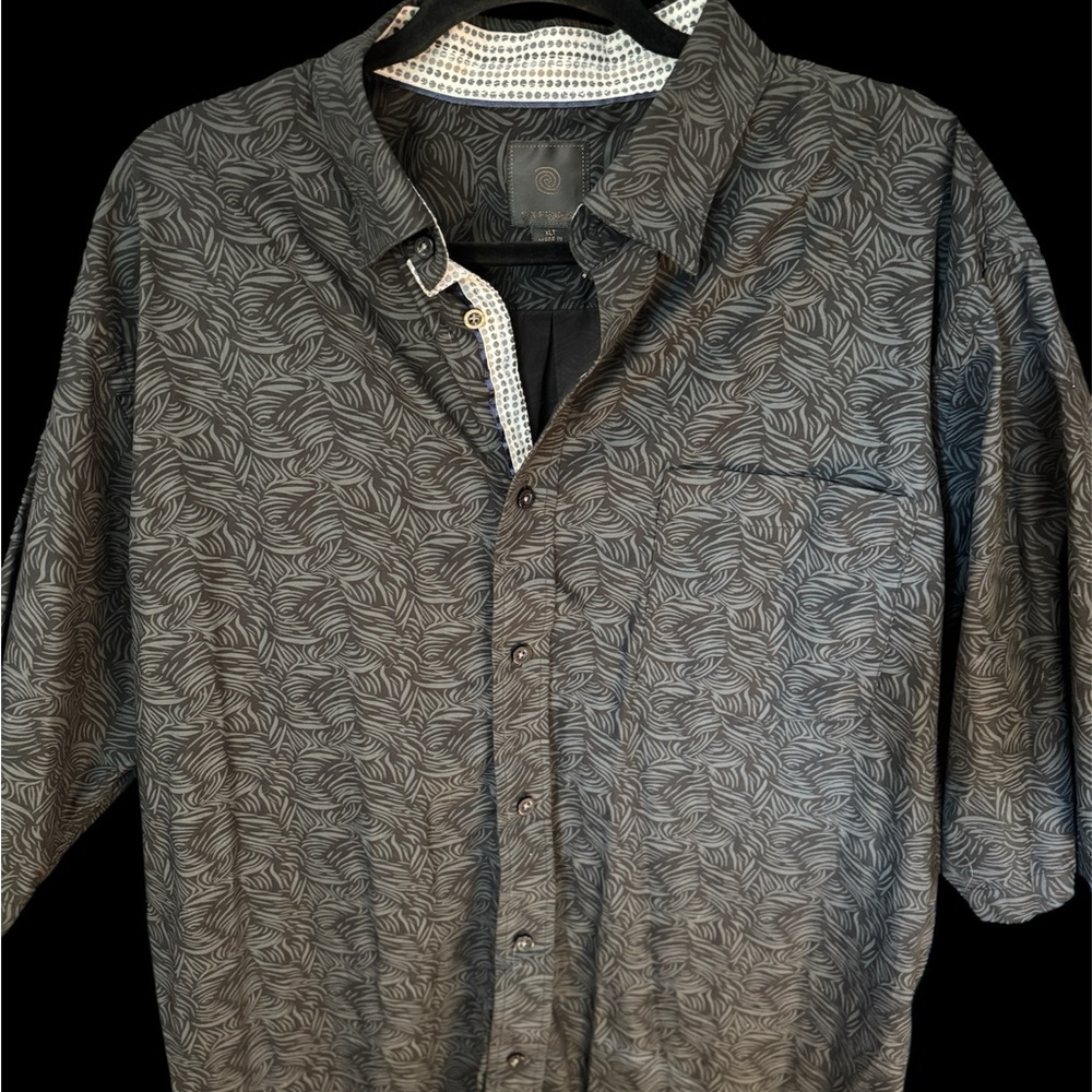 Men’s XLT F/X Fusion Black/Gray Patterned Men's Shirt, Contrast Collar